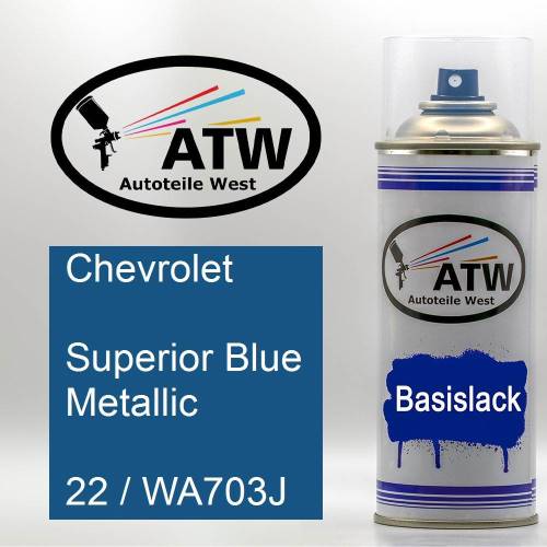 Chevrolet, Superior Blue Metallic, 22 / WA703J: 400ml Sprühdose, von ATW Autoteile West.